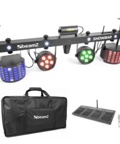 Beamz ShowBar, 2x PAR, 2x butterfly R/G lézer, pedálos kapcsoló és távirányító mellékelve