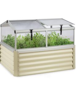 Blumfeldt High Grow Advanced, magaságyás tetővel, 120 x 95 x 100 cm, 540 l, acél, bézs