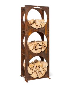 Blumfeldt Trio Circulo fa állvány, polc, 55 x 160 x 30 cm, 3 mm acél, rozsdás kinézet