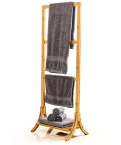 Blumfeldt Törülközőtartó, 3 rúd törülközőknek, 40 x 104,5 x 27 cm, létra megjelenés, bambusz