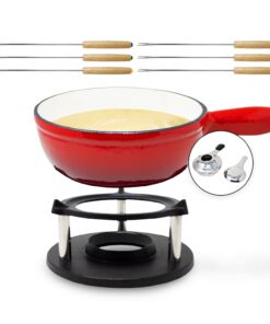 Klarstein Holsten, fondue készlet, edény, melegítő, égő, 6 villa, 1,5 L, öntöttvas