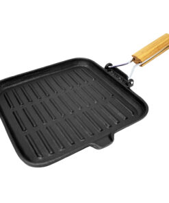 Klarstein Retinta, grill- és steak serpenyő, kerek, öntöttvas, izzított, fa fogantyúval