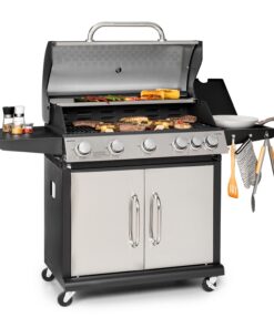 Klarstein Tomahawk, gázgrill, 5 x 3,6 kW-os + 2,7 kW-os égő, 80 x 43,5 cm-es rozsdamentes acél grillsütő