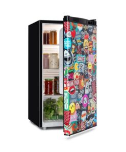Klarstein Cool Vibe, hűtőszekrény, 90 liter, E energiahatékonysági osztály, VividArt Concept, manga stílus, fekete