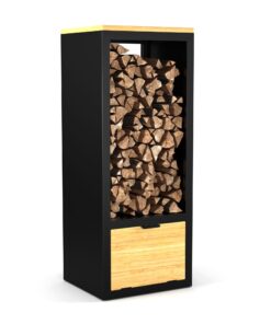 Blumfeldt Kindlewood tűzifa állvány, tűzifa tároló, kandalló polc, porszórt, gumifa