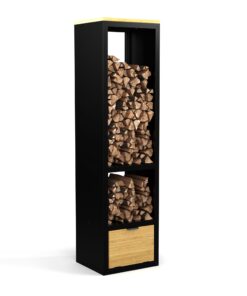 Blumfeldt Kindlewood tűzifa állvány, tűzifa tároló, kandalló polc, porszórt, gumifa