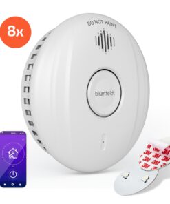 Klarstein SmartVigil Connect WiFi füstérzékelő, 8 db-os készlet, 3 éves akkumulátor, vezérlés alkalmazás segítségével, fúrás nélkül