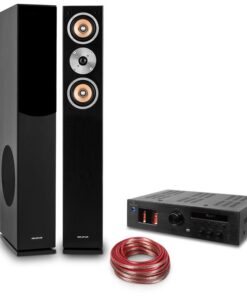Auna „Music Glow“, HiFi összeállítás, 2 oszlop hangfal + csöves HiFi erősítő + kábel