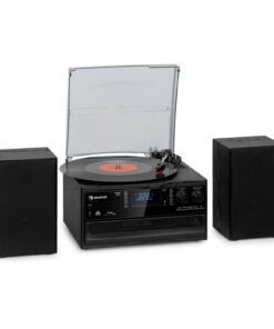 Auna Oakland DAB Plus, retro sztereó rendszer, DAB+/FM, BT funkció, bakelit, CD-lejátszó, kazettalejátszó. mellékelve hangszórók