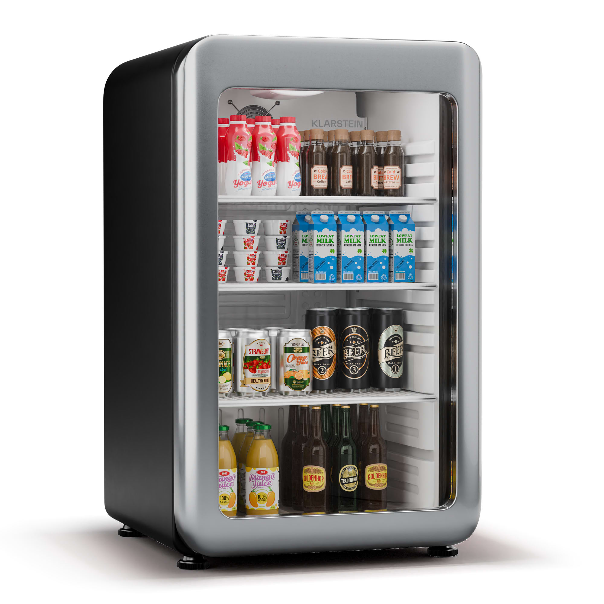 Klarstein Audrey Evo italhűtő, Rretro kivitel, üvegajtó, 113 L, EEK C