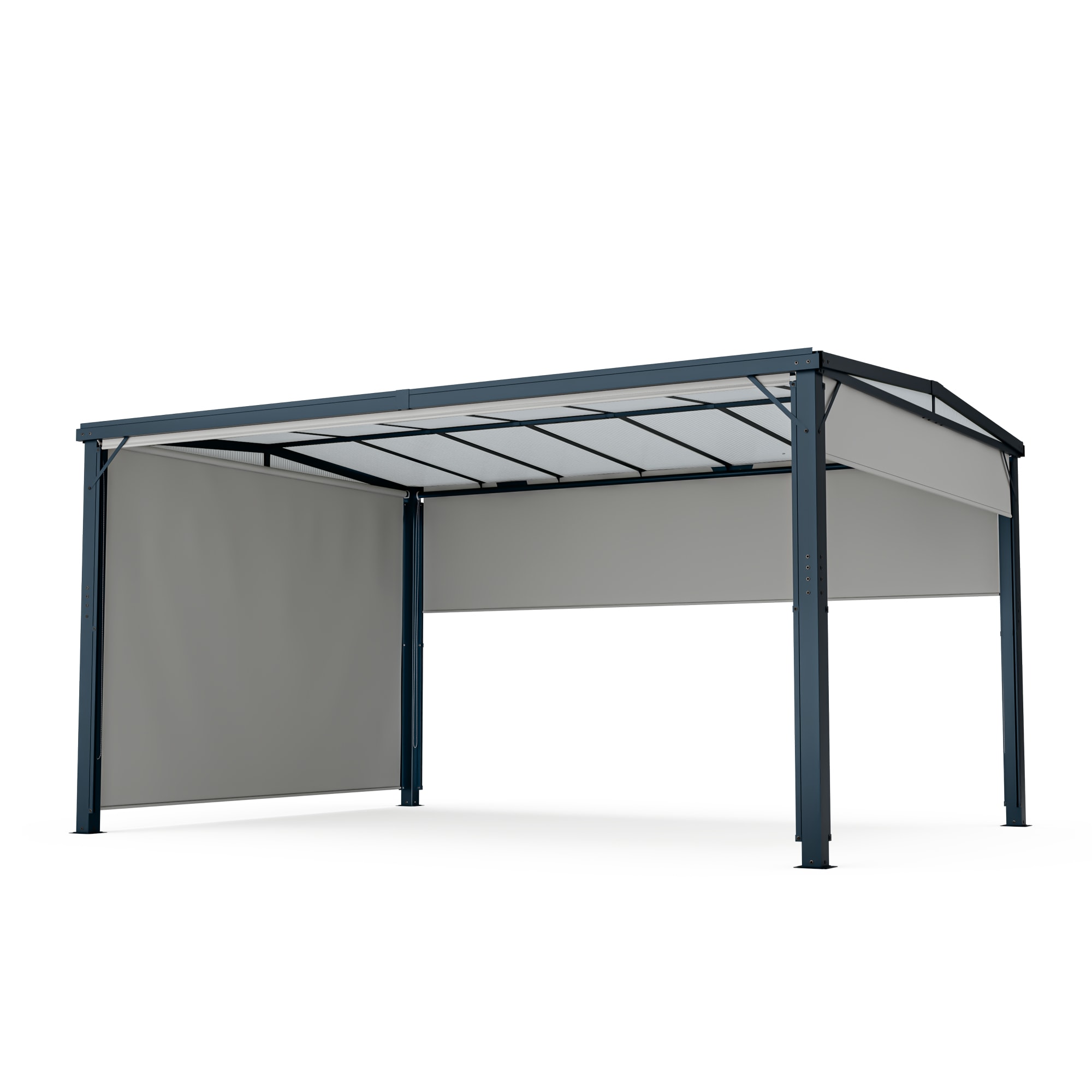 Blumfeldt Pantheon Cortina Solid Sky Pergola 3x4, időjárásálló, porszórt, oldalsó panelek