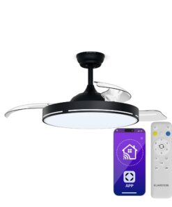Klarstein AirFold, Okos mennyezeti ventilátor, Behúzható szárnyak, Dimmelhető LED fény, Okos
