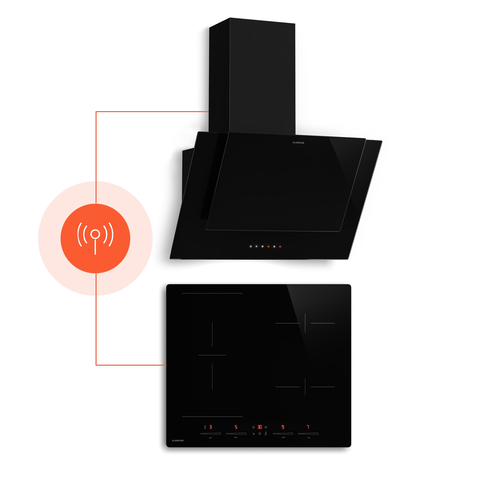 Klarstein HaloSync indukciós főzőlap páraelszívóval | 4 főzőzóna | 8400 W | 632 m³/h | 60 cm