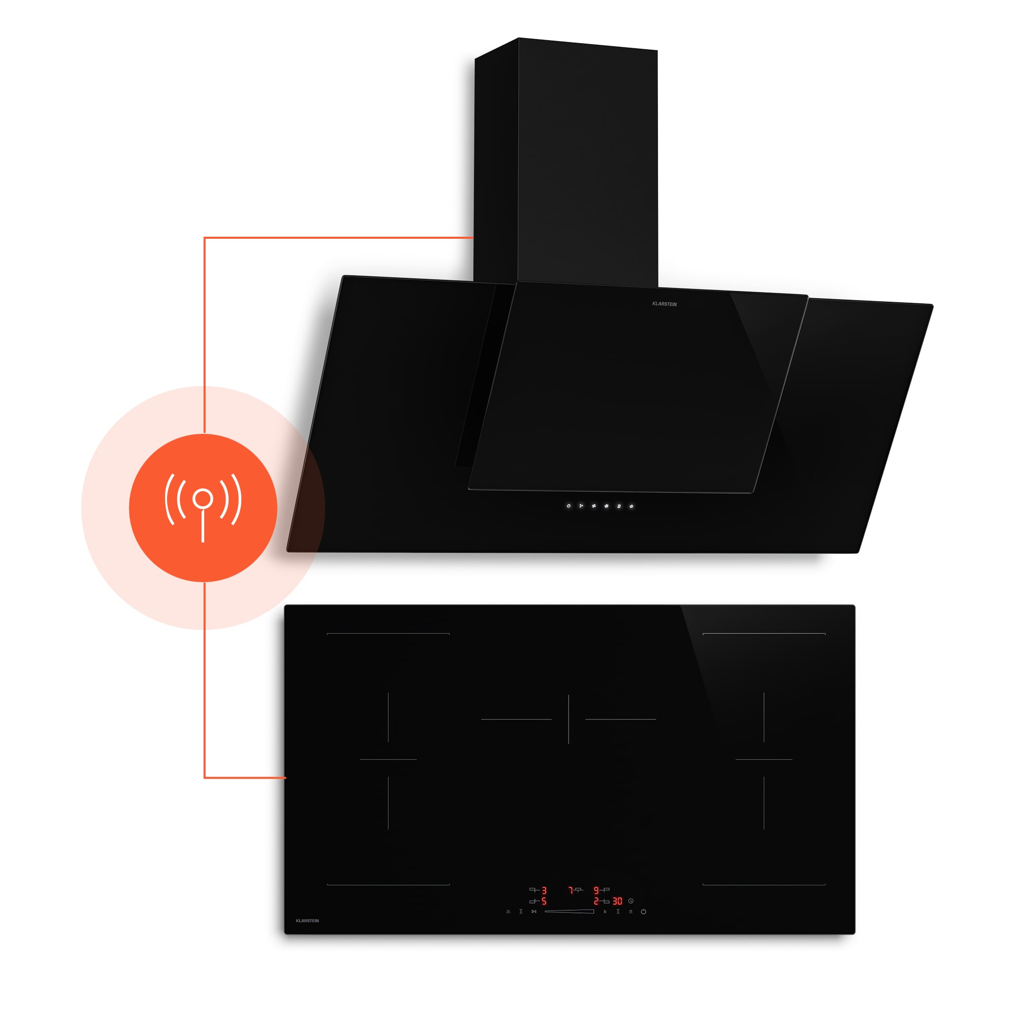 Klarstein HaloSync indukciós főzőlap páraelszívóval | 5 főzőzóna | 11400 W | 632 m³/h | 90 cm