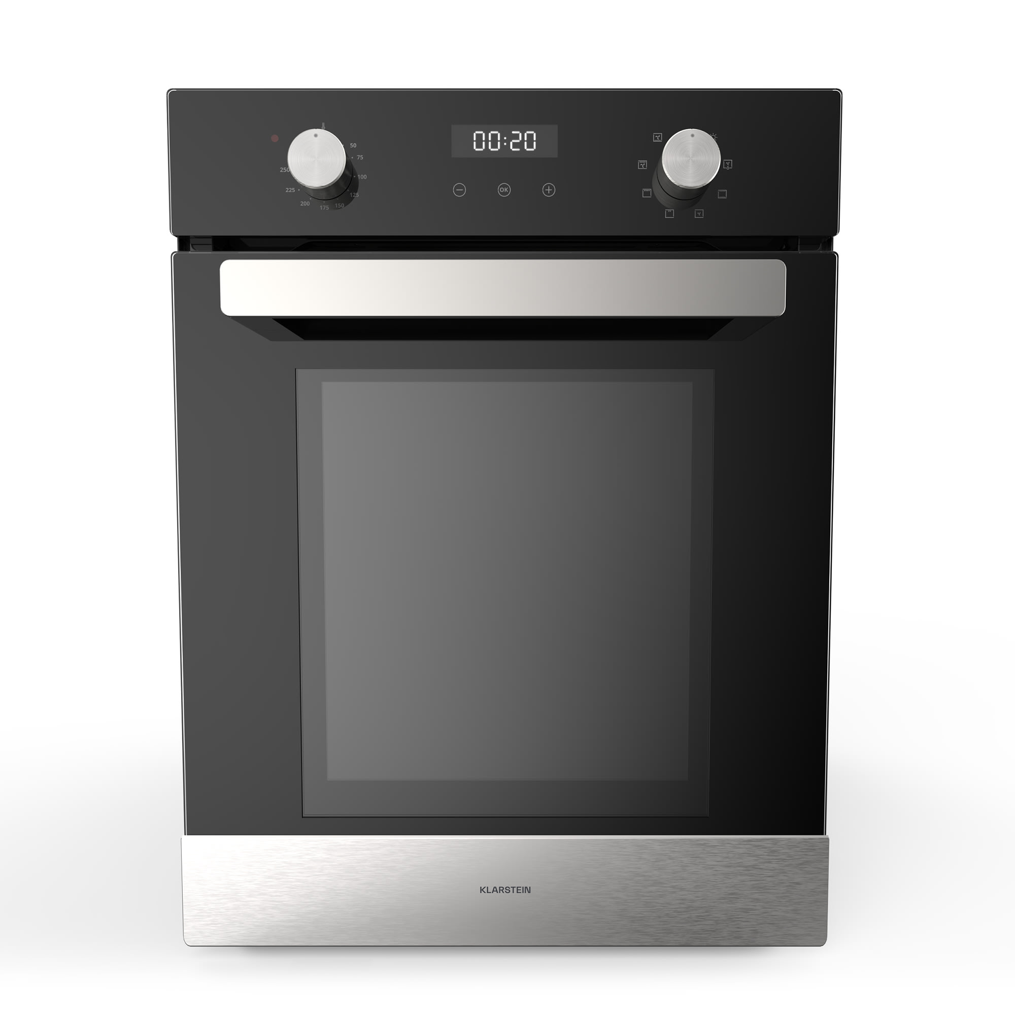 Klarstein Verosteel beépíthető sütő | 45 cm | 49 liter | Energiaosztály A | 2000 W | Fekete