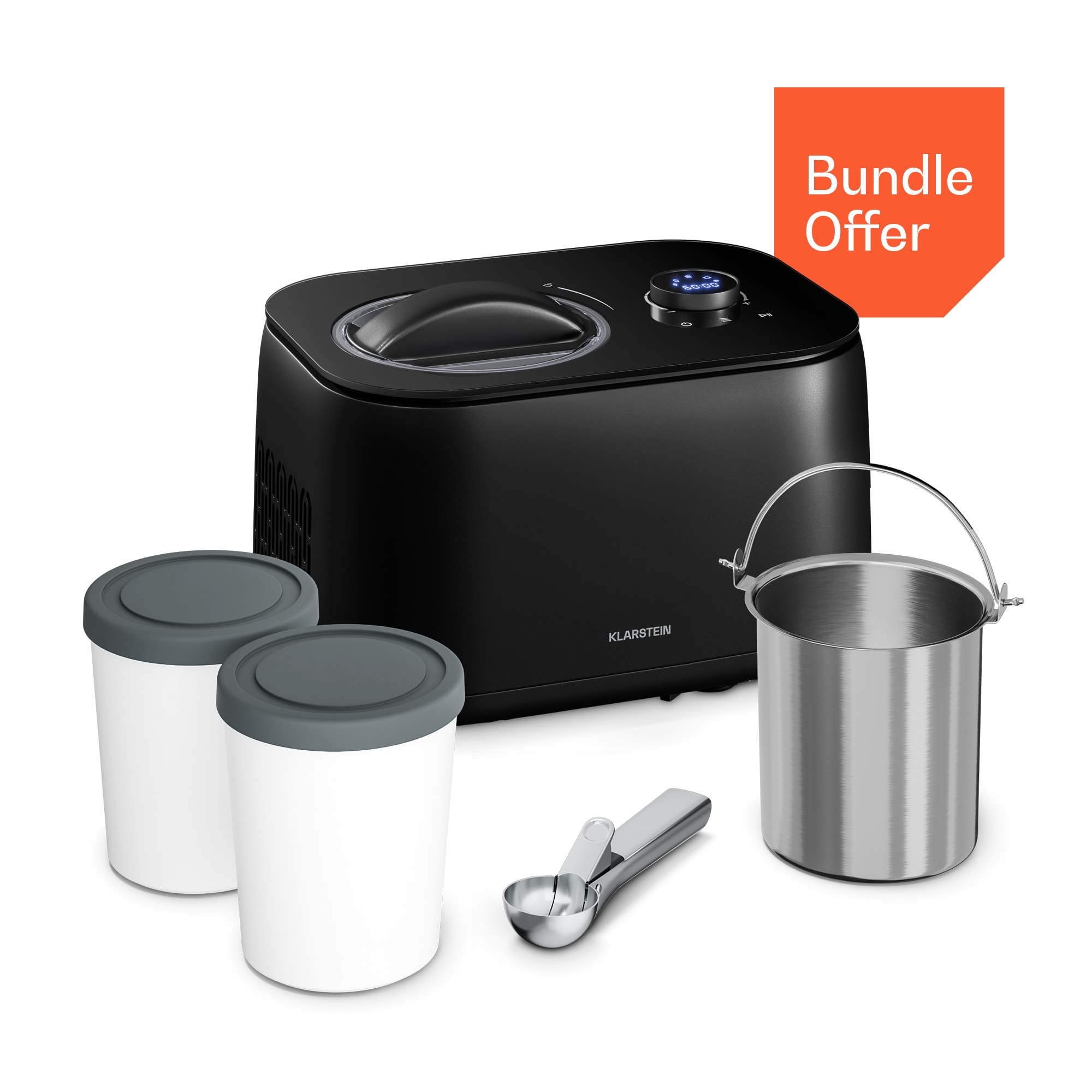 Klarstein FrostFusion fagylaltkészítő, slushie- és joghurtkészítő kompresszorral tartozékokkal | 1 l | 100 W