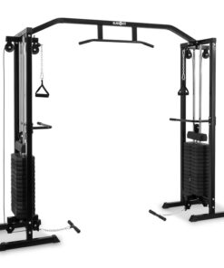 KLARFIT Cablefit edzőtorony, áthidaló, 2 x 77kg, kettő csigával, acél, fekete