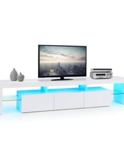 OneConcept Quentin Lowboard, TV asztal, fehér, LED világítás, színváltoztatás