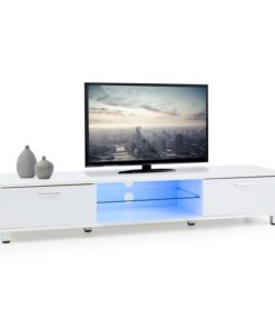 OneConcept Keira Lowboard, TV asztal, fehér, LED világítás, színváltoztatás