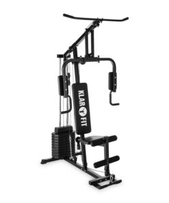 KLARFIT Strongbase, multifunkciós edzőállomás, csigás gép, megterhelés 45 kg-ig, 3 csiga, fekete