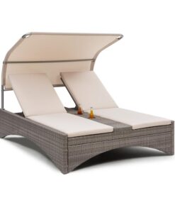 Blumfeldt Eremitage Double Lounger, kétszemélyes napozóágy, alumínium / rattan, sötétszürke