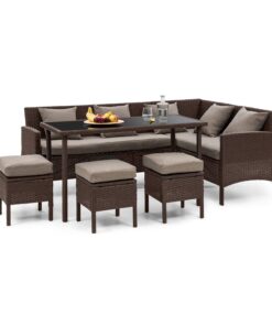 Blumfeldt Titania Dining Lounge Set, kerti ülőgarnitúra, asztallal, barna