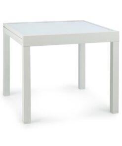 Blumfeldt Pamplona extension, kerti asztal, 180 x 83 cm max., alumínium, üveg, fehér