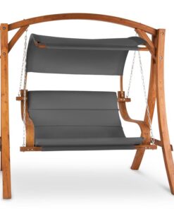 Blumfeldt Maui, hollywoodska hintaágy, 110 cm, 2 hely, masszív fa, poliészter, sötét szürke