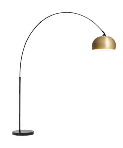 Blumfeldt Amara, ívlámpa, aranyozott lámpabúra, márvány talapzat, E27, hálózati kábel, 2 m, arany