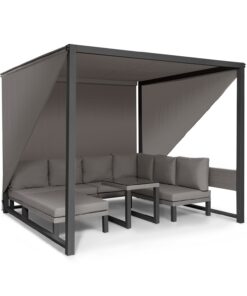 Blumfeldt Havana, pavilon & Lounge-Set, 270x230x270cm, 4 duplaülés, szürke