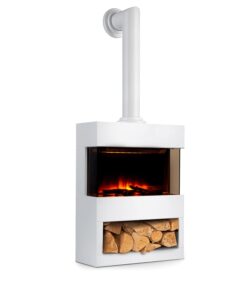 Klarstein Zermatt, elektromos kandalló, 900/1800 W, lángillúzió, füstcső, fehér