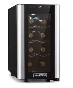 Klarstein Reserva 8 Slim Uno, borhűtő, 23 liter, 8 palack, 11-18 ° C, 26 dB, rozsdamentes acél