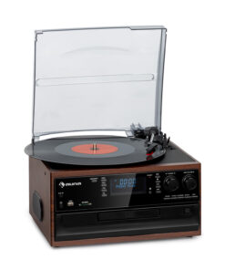 Auna Oakland DAB, retro sztereó rendszer, DAB+/FM, BT funkció, bakelit, CD, kazettás magnó
