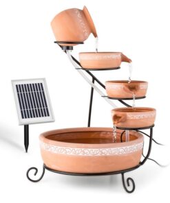 Blumfeldt Empoli, vízeséses szökőkút, terrakotta, 5 szint, 200 l/h, napelemes, 2 W, LED