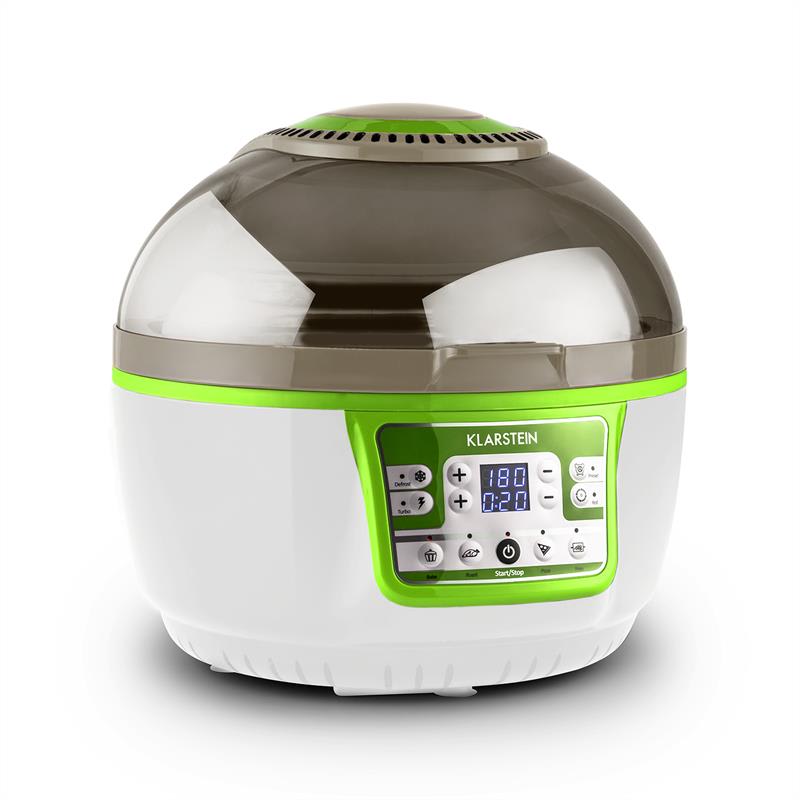 Klarstein VitAir Turbo, forrólevegős fritőz, 1400 W, 10 l, zöld-fehér