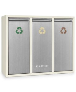 Klarstein Ordnungshütter 3 szemetesláda, szelektív hulladékgyűjtő, 45 l (3 x 15 l), krémszínű