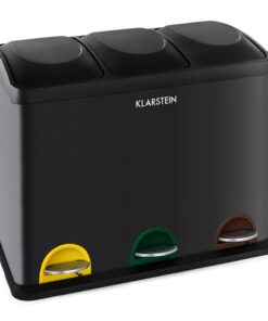 Klarstein Ökosystem, szemétkosár, pedálos kosár, hulladék osztályozó, 45l (3x15l), fekete