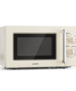 Klarstein Caroline, mikrohullámú sütő, 20 l, 700/1000 W, Ø 25.5 cm, QuickSelect, retró, krémszínű