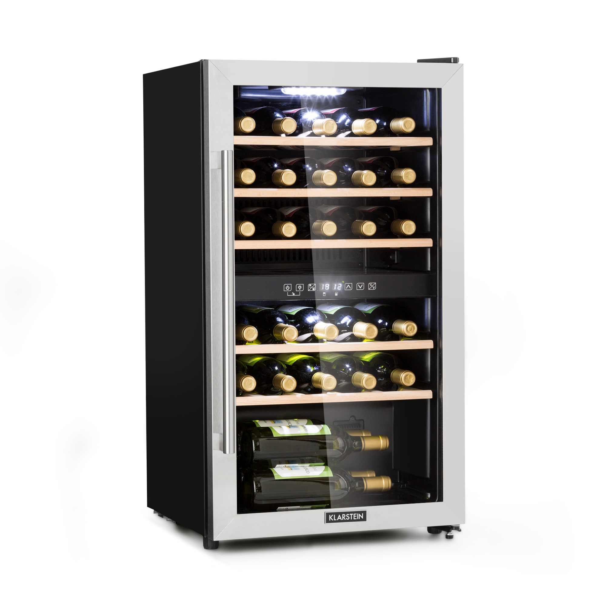 Klarstein Vinamour 29D, borhűtő, 2 zóna, 80 liter, 29 palack, 5 - 22 °C, érintésvezérlés