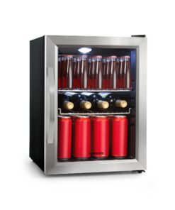 Klarstein Beersafe M, hűtőszekrény, C energiahatékonysági osztály, LED, 2 fém rács, üvegajtó, fekete