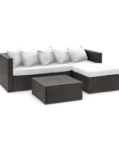 Blumfeldt Theia Lounge Set, kerti ülőgarnitúra, sarok kanapé, asztal, 5 párna, fekete