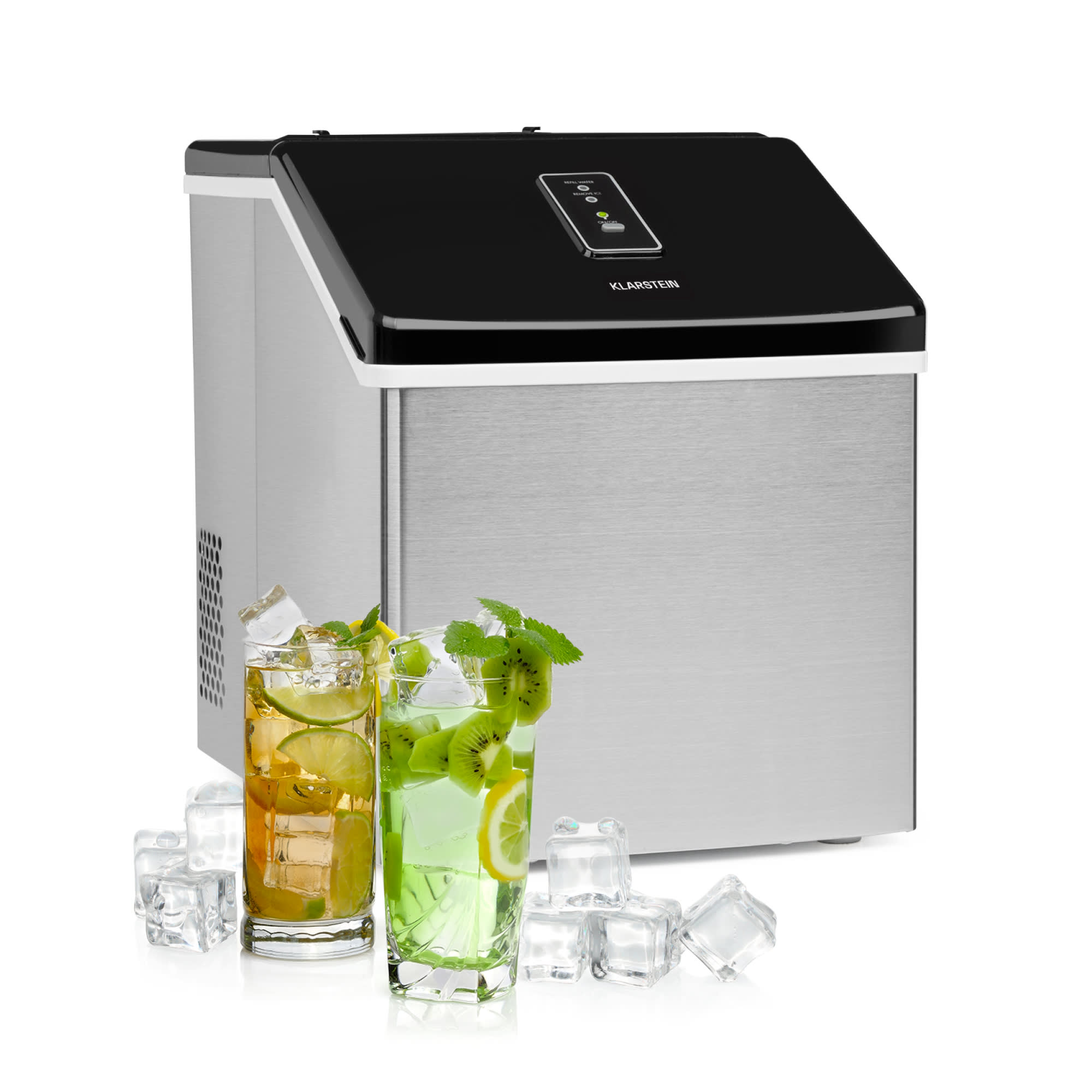 Klarstein Clearcube, jégkocka készítő, 13 kg/24 h, rozsdamentes acél, fekete