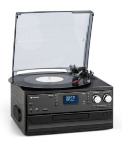 Auna Oakland DAB, retro sztereó rendszer, DAB+/FM, BT funkció, bakelit, CD, kazettás magnó