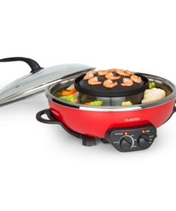 Klarstein Szechuan, hot pot és grill lemez, 5 l űrtartalom, 1350 W, 600 W, piros