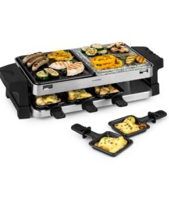 Klarstein Sirloin, raclette grill, 1500 W, alumínium / kő, 8 személyre, LED jelzőfény