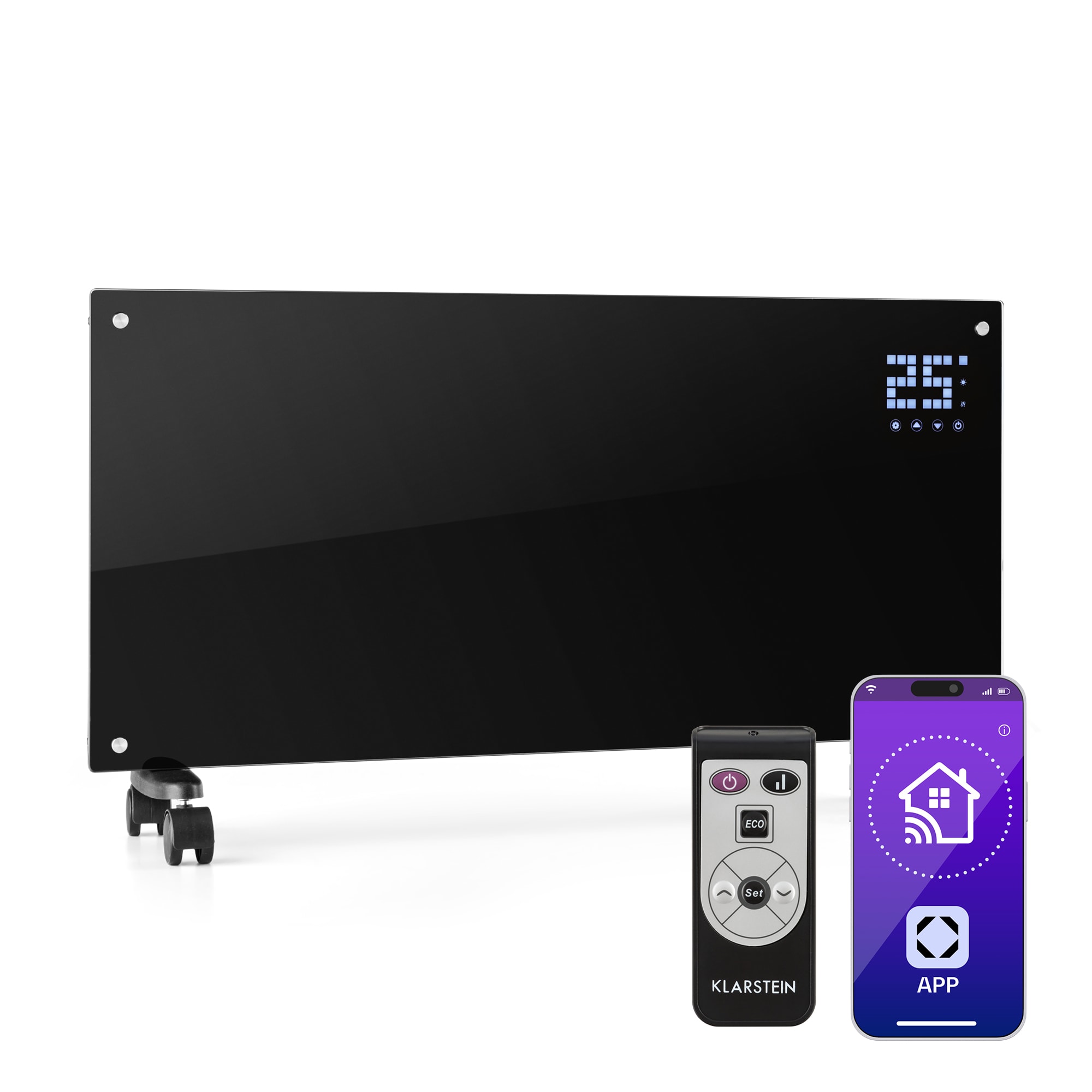 Klarstein Bornholm Smart, konvektor, 2000 W, WiFi, LCD kijelző, időzítő, IP24, fekete