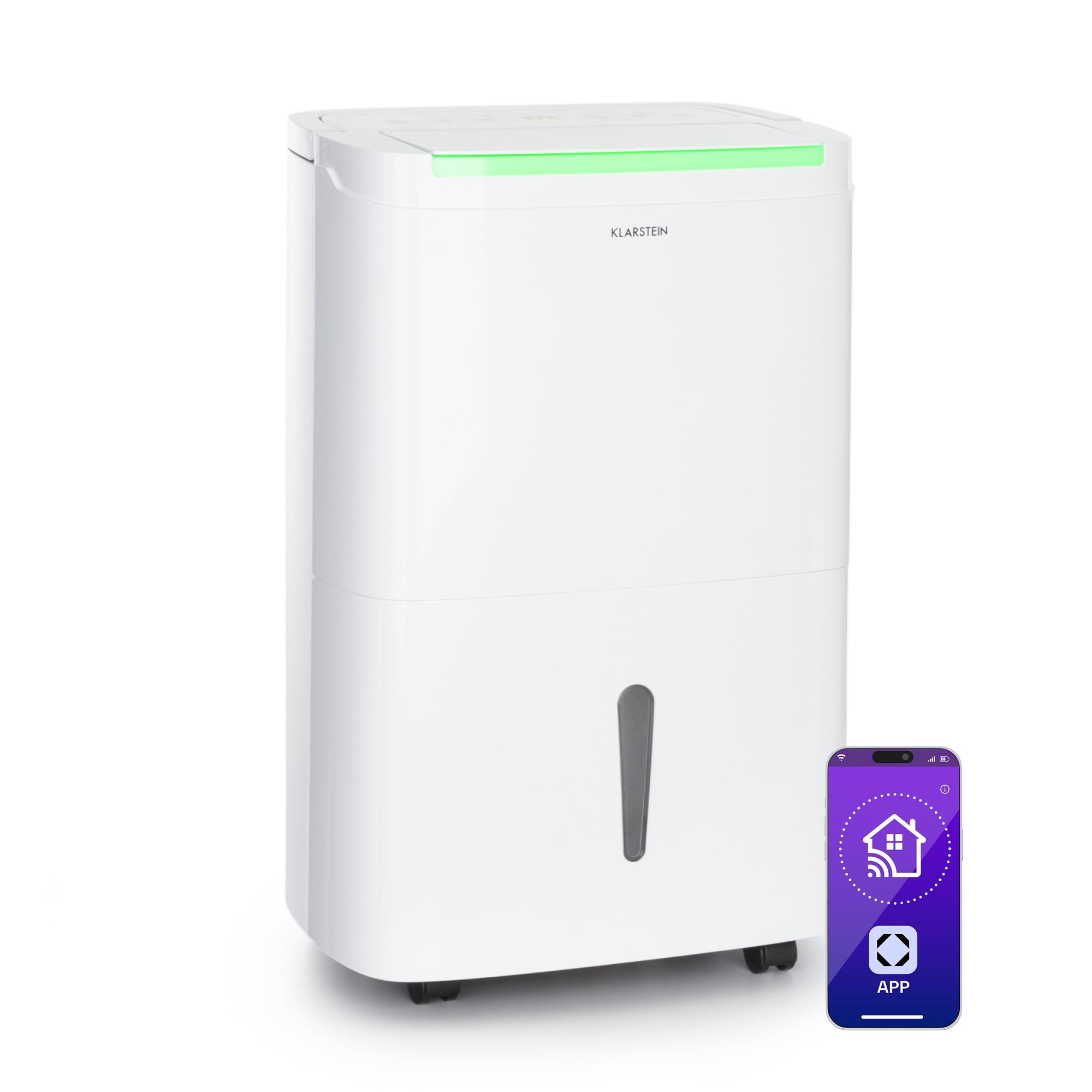 Klarstein DryFy Pro Connect Smart, Párátlanító, WiFi, Kompresszor, 30l/d, 50-60 m², Fehér
