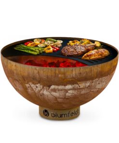 Blumfeldt Savage, tűzrakóhely grillel, Ø 60,5 cm, acél, védőfedél, rozsdás hatás