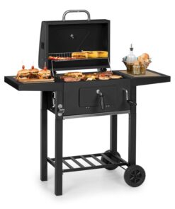 Klarstein Meat Machine, faszenes grill, 45 x 32,5 cm, hőmérő, kerekek, fekete