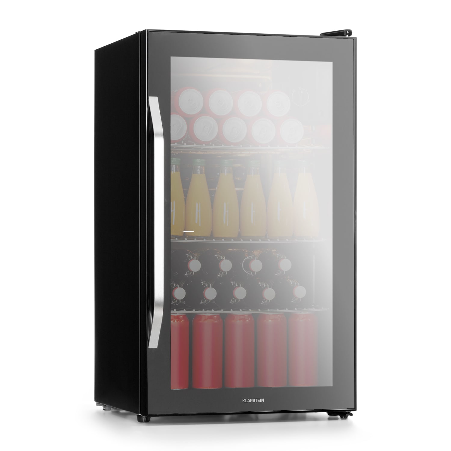 Klarstein Beersafe XXL Onyx, hűtőszekrény, E energiahatékonysági osztály, 3 fém rács, panoráma üvegajtó
